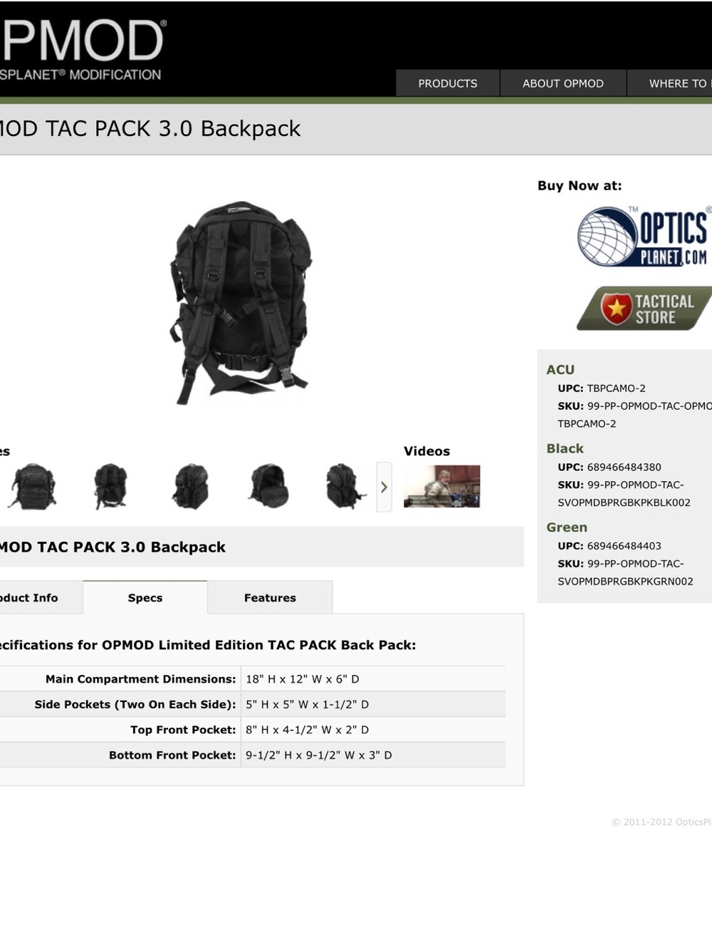 OPMOD Tac Tak Pack Tactical Backpack Optics Planet Green - Picture 12 of 12